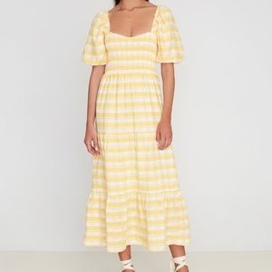 Faithfull Gianna Midi Dress Ligne Check NWT